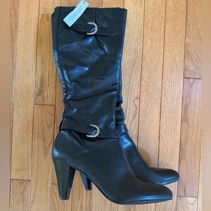 Alfani Black Heeled Knee High Womens Boots with Buckle Detail New 9.5